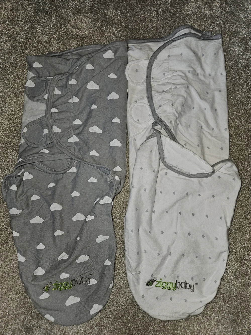 Ziggy Baby Bundle Of 2 Swaddles 100% Cotton Sm/Med 0-3 Months